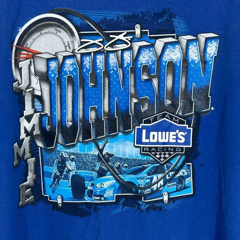 Men's Jimmie Johnson #48 Lowe's NASCAR Blue Graphic Tank Top Size L